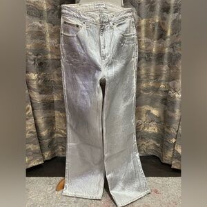 Abercrombie & Fitch women’s Silver Metallic Wide-Leg Jeans